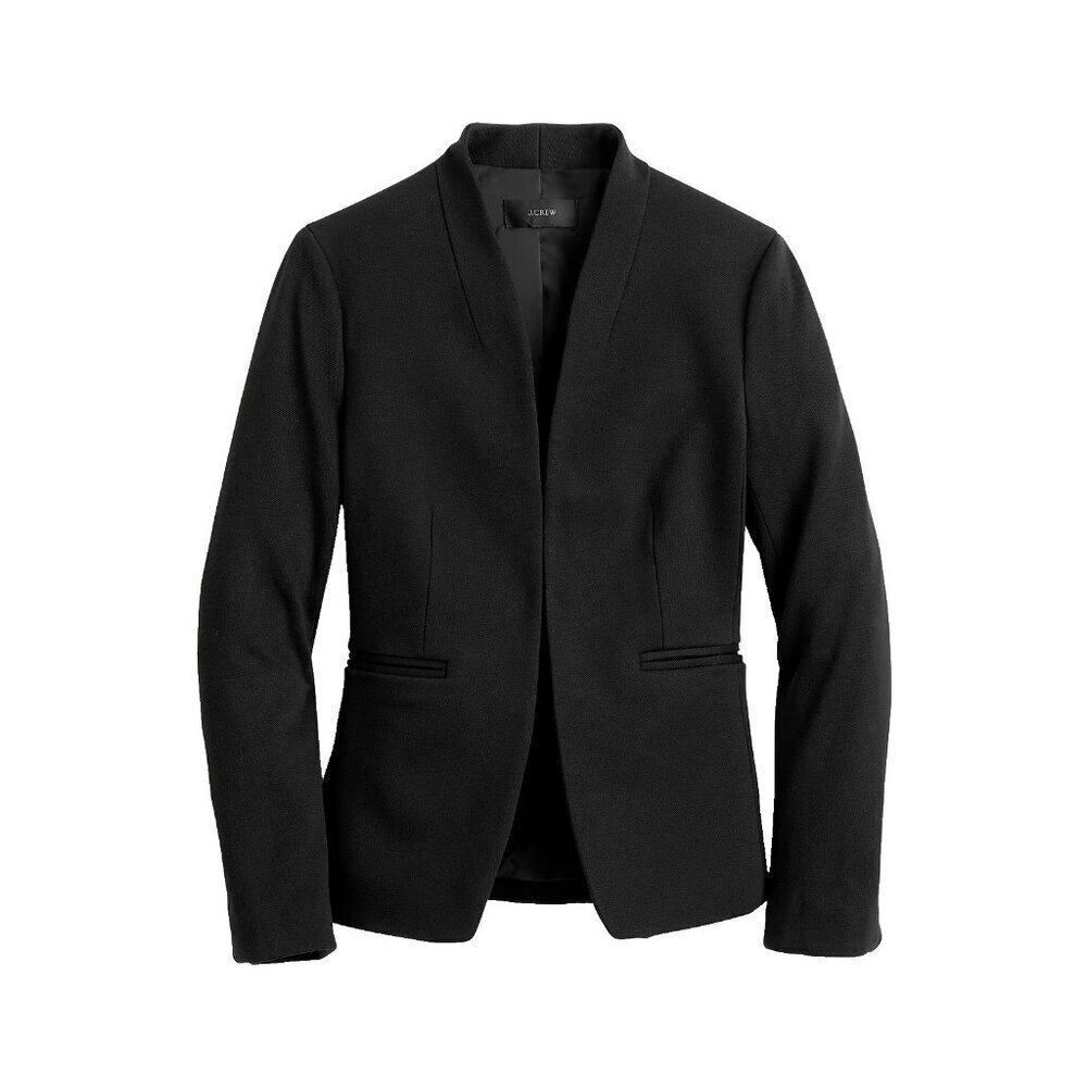 NWT J.Crew Going Out Blazer in Black Stretch Twill Open Front Jacket 4